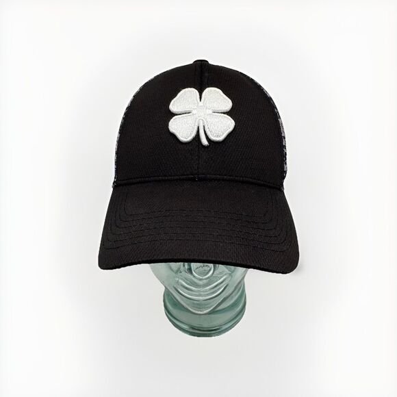 Black Clover Hat Cap Fitted Mens Small/Medium Black Camo Mesh Trucker Live Lucky - Picture 1 of 7